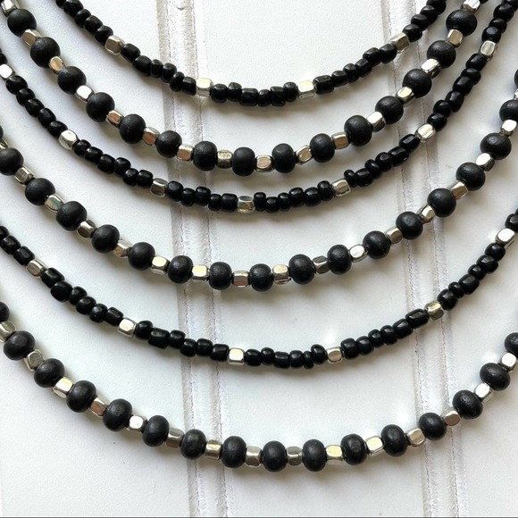 Sonoma Necklace Fashion Jewelry Black Silver Bead Layered Chunky Bling Statement - Picture 4 of 10